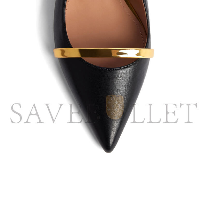 MALONE SOULIERS MAUREEN BLACK & GOLD LEATHER FLAT MULES MAUREENFLAT29BLK MALONE SOULIERS MAUREEN BLACK & GOLD LEATHER FLAT MULES MAUREENFLAT29BLK